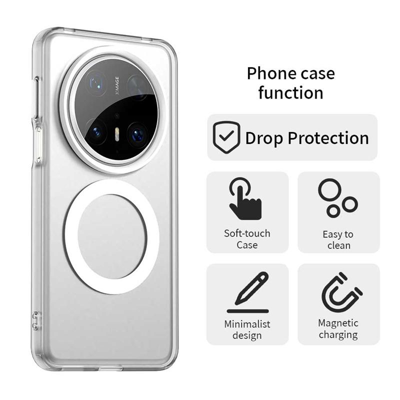 Pour Coque Huawei Mate 70 Pro Housse Huawei Mate 70 Pro Capa Transparent Annulaire Magnétique Chargement Sans Fil Mat Funda Mate 70 Pro