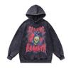 American High Street Skull Direct Injection Printed Hoodie Retro Old 430G Cotton Loose Wash Sweater Men