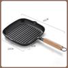 Sartén de Hierro Fundido para Bistec Mango de Madera Olla para Freír Bistec Sartén Antiadherente Premium Interior