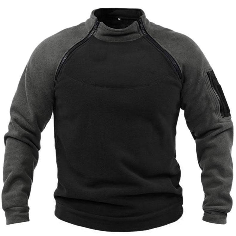 Men's Outdoor Color Block Hoodie: 280g Polar Fleece, Loose Fit, Warm Tactical Pullover