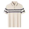 Men's 2026 Summer Casual Polo Shirt - Breathable Yarn-Dyed Stripe, Loose Fit Short Sleeve with Lapel