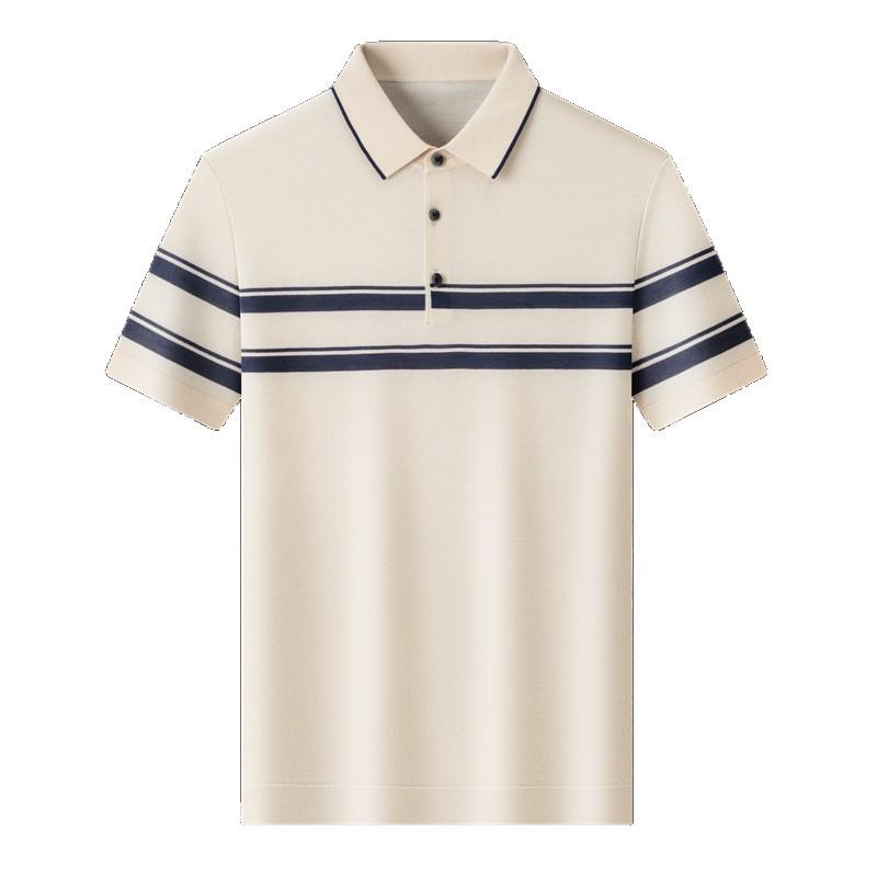 Men's 2026 Summer Casual Polo Shirt - Breathable Yarn-Dyed Stripe, Loose Fit Short Sleeve with Lapel