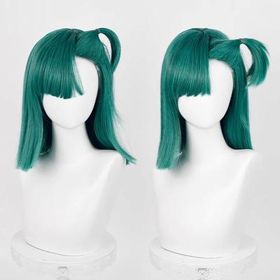 Peruka Cosplay Bulma Anime Buruma Krótka Zielona z Akcesorium Żaroodporne Włosy Syntetyczne Peruki na Imprezę Halloween + Czepek pod Perukę