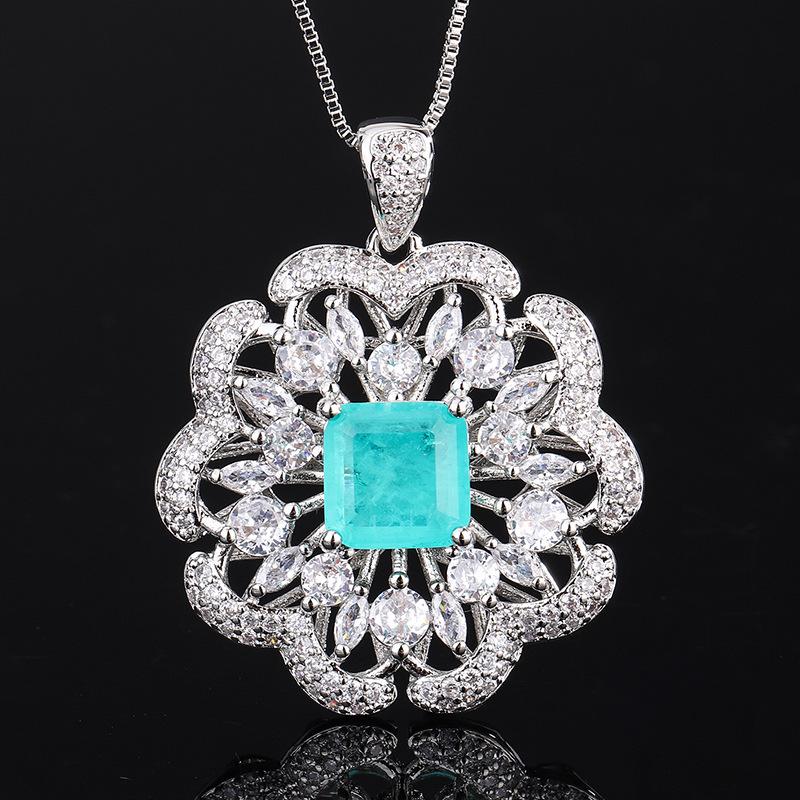 Emerald Wristband Bracelet Red Corundum Gemstone Layered Petal Wrist Chain Jewelry Set Paraiba Necklace