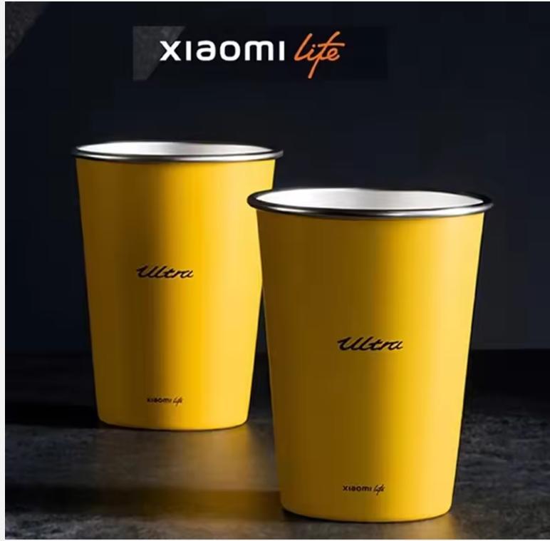 Xiaomi Life Ultra Yellow 304 Stainless Steel Drinking Cup 350ML Single-layer Rolled Edge Beer Outdoor Car Stacked Cold Drink Cup