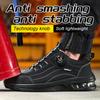 Men's Safety Work Boots Steel Toe Puncture Resistant Kevlar Midsole Air Cushion Black Button Style Industrial Construction Shoes