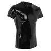 1pcs Men Top Black/Red Clubwear Costume Faux Leather Mens