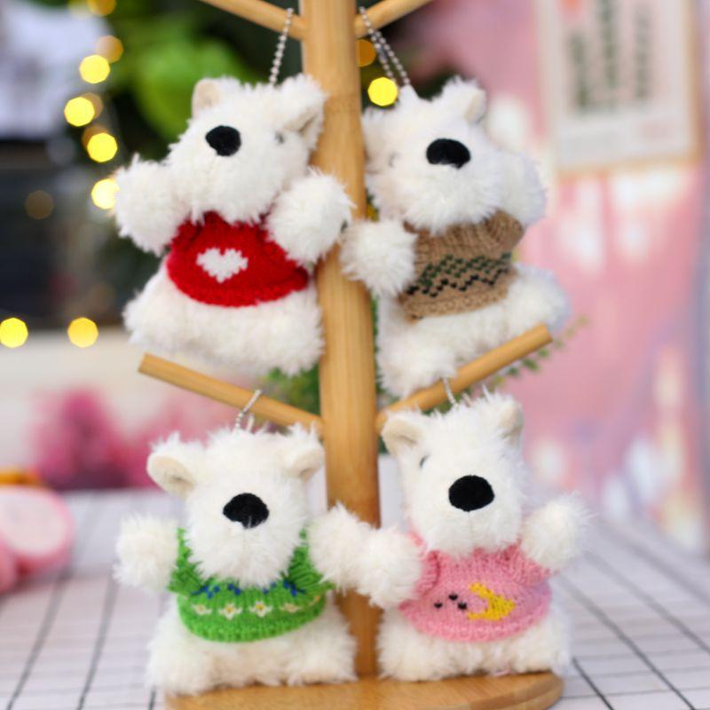 West Highland Puppy Plush Doll Keychain Trendy Couple Backpack Pendant Playground Doll Grab Machine