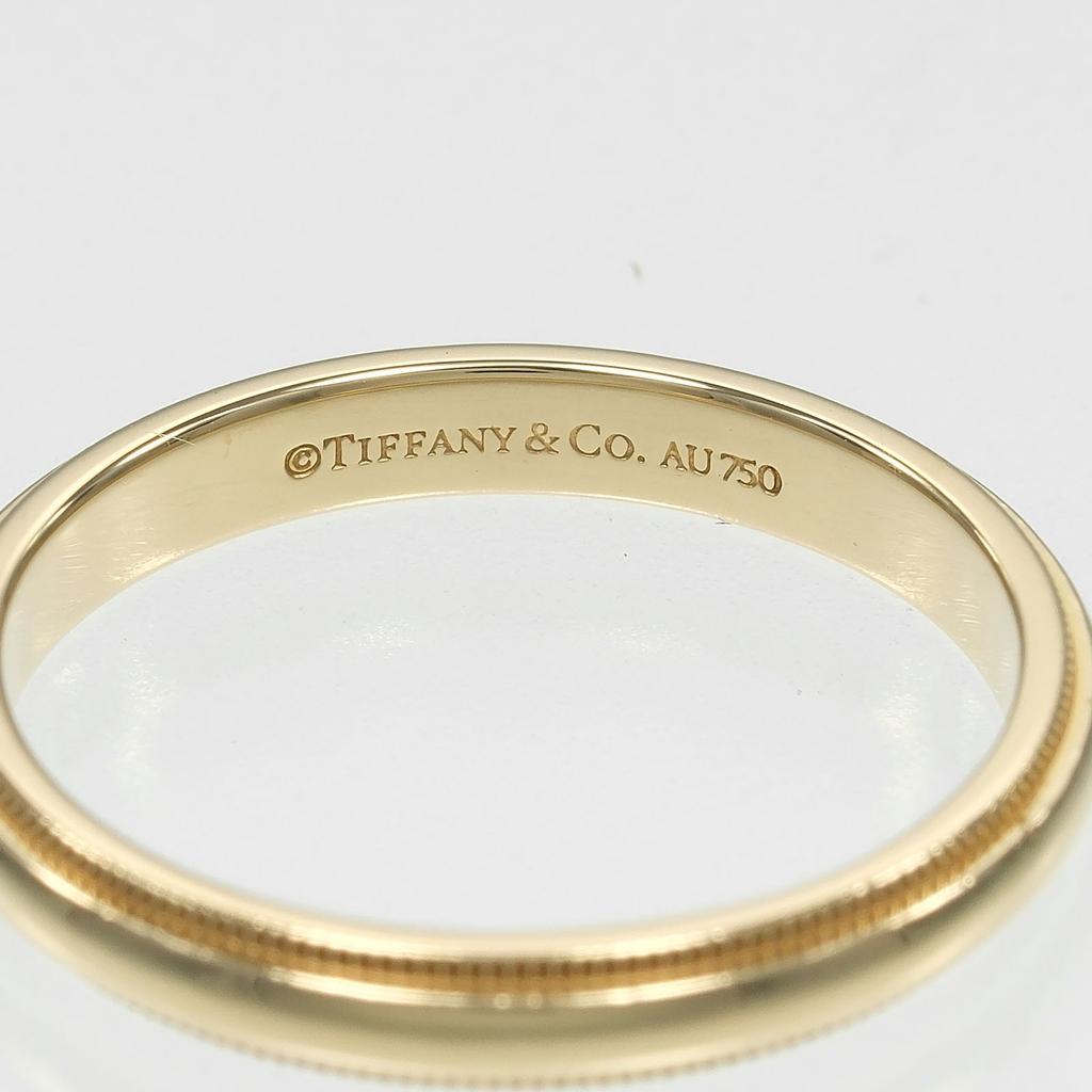 TIFFANY&Co. Gathered Milgrain Ring 0.1" Band K18 Yellow Gold #8.2(US Size) 4.18g Mens Used
