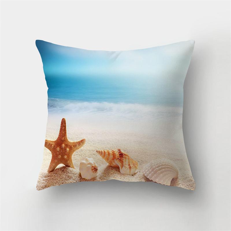 Summer Ocean Beach Scenery Imprimare Model Husă de pernă Acasă Living Room Decorare canapea Pernă pătrată Husă de pernă 40X40CM