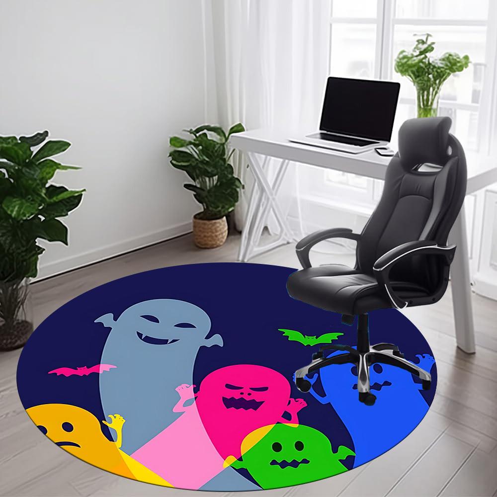 1PCGhost Halloween Office Round Area Rug,  Mat Suitable For Office, Under Office Chairs Bedroom Living Room Home Decor, Room Deco