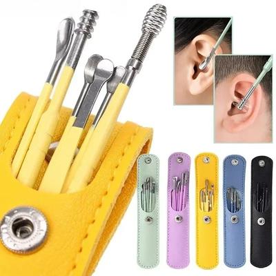 6pcs Ear Cleaner Ear Wax Pickers Stainless Steel Earpick Wax Remover Piercing Kit Earwax Curette Spoon Care Ear Clean Tools