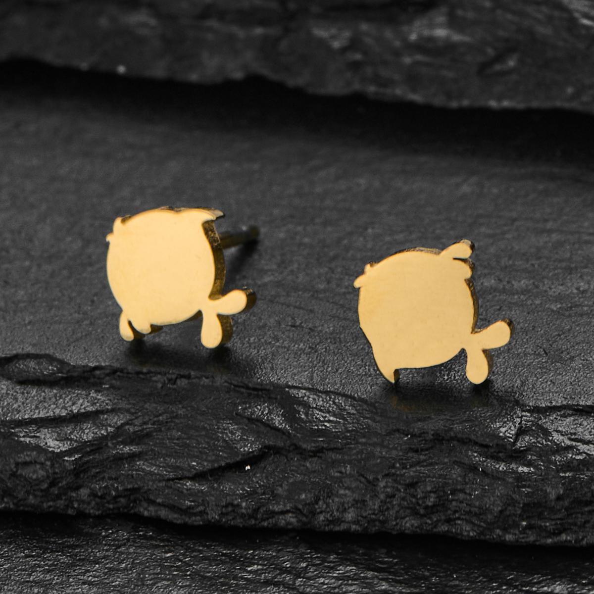 

Shiny Goldfish Stud Gold Color Smooth Zircon Pet Stainless Steel Earrings Women Student Teen Accessories Prom Gift Wholesale