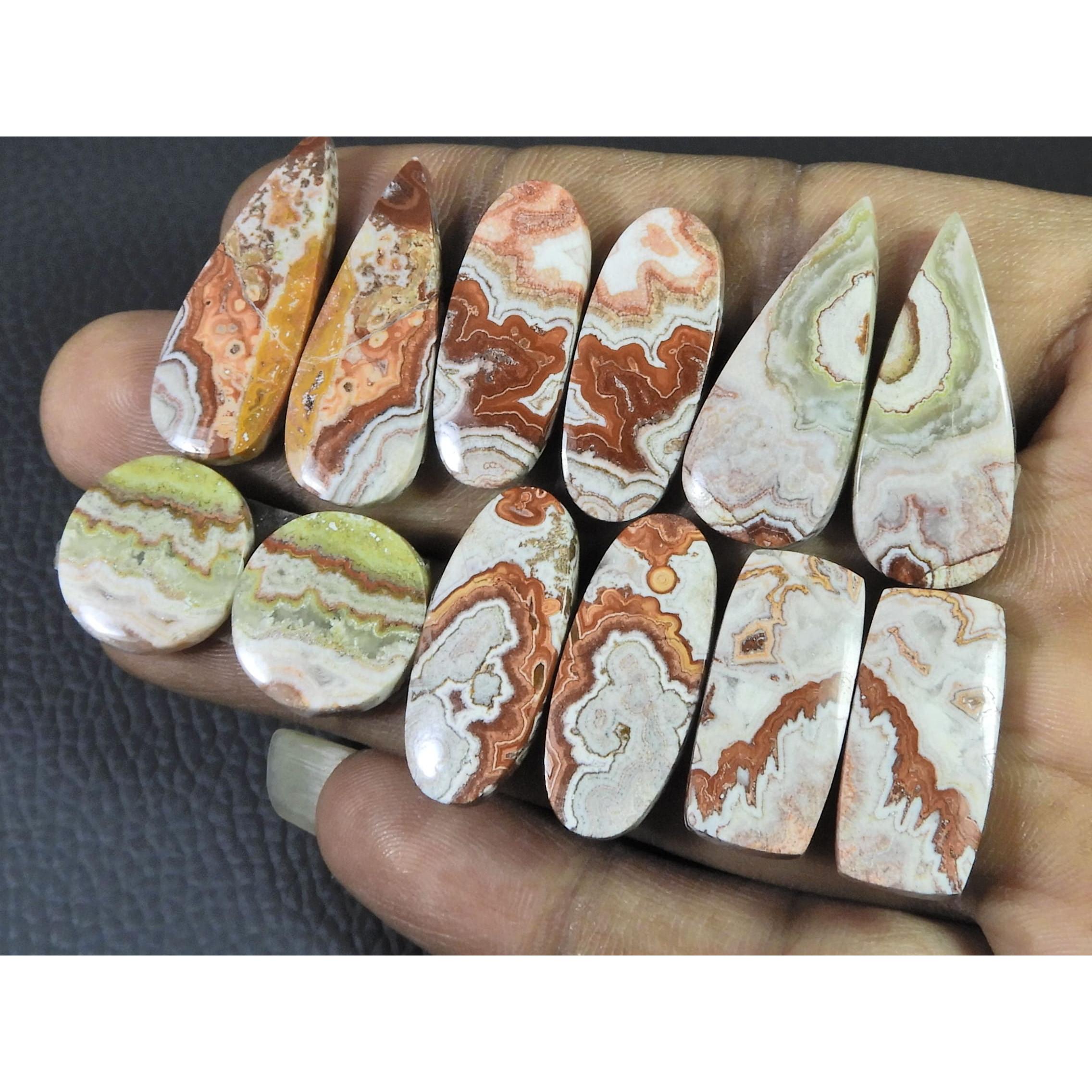 Natural Crazy Lace Agate Matched Pair Mix Cabachon Gemstone 06 Pair Lot C-2755