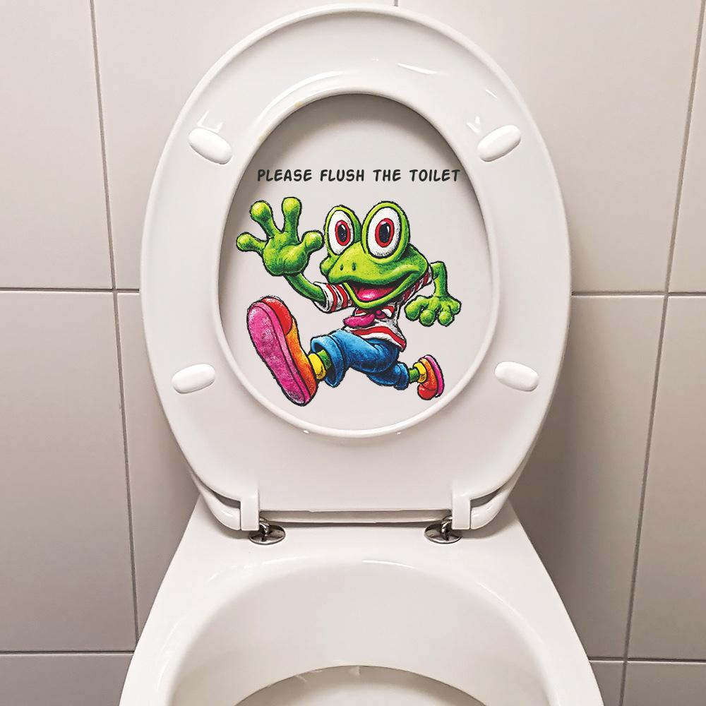 Ręcznie Malowana Zabawna Żaba Biegnąca Naklejka na Deskę Sedesową Wystrój Łazienki Figlarna Wodoodporna Naklejka Usuwalna