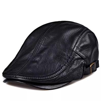 Lambskin Duckbill Beret: Korean Style Flat Cap for Men & Women - Warm Genuine Leather for Autumn/Winter.