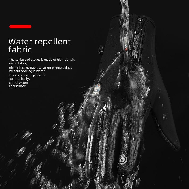 Guanti da Ciclismo Invernali da Uomo Antivento e Impermeabili con Touchscreen e Cerniera - Interno in Velluto Sci DB24