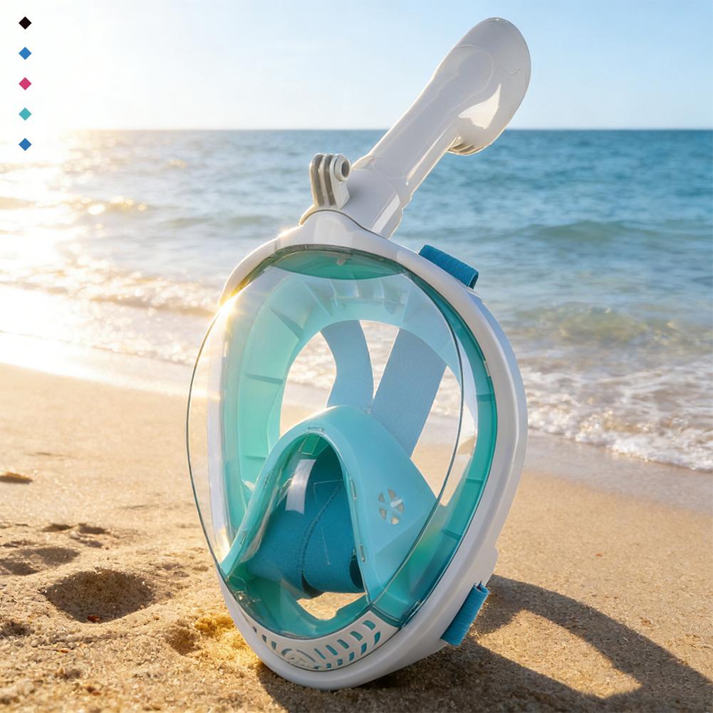 Full Dry Snorkel Mask Silicone Full Face Anti-Fog Panoramic View Diving Mask for Snorkeling Gear-M4