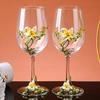 Luxury Crystal Enamel Goblet Glasses Vintage 3D Floral Decor Wine Glass Champagne Cup for Wedding Party Home Bar Home Party Gift