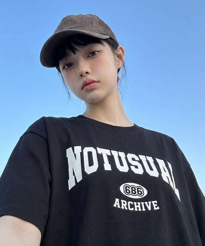 Nasyujeueol Simple School Font Oversized Short Sleeve T-Shirt 4 Colors