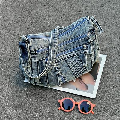 Damen Schultertasche Denim Vintage Umhängetasche