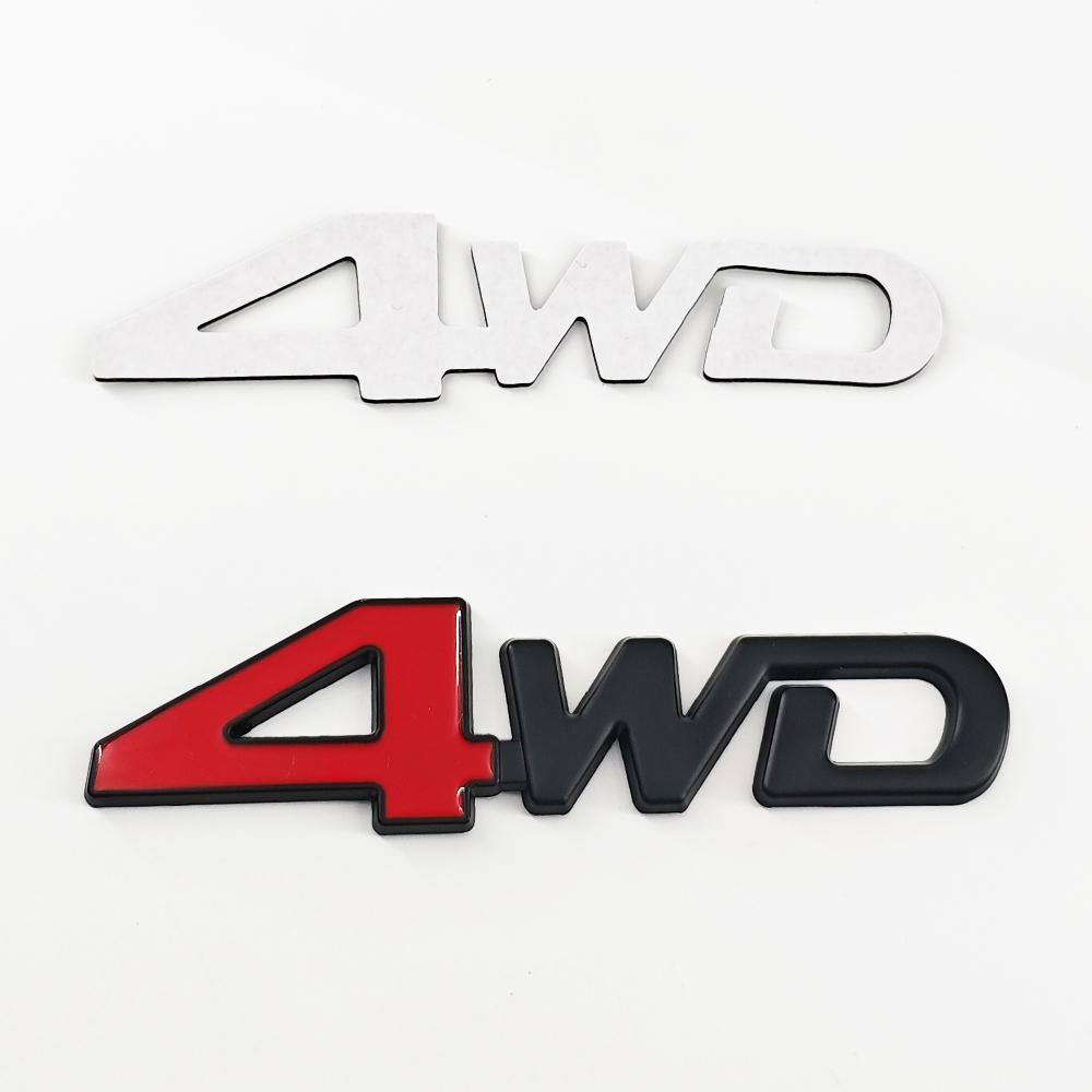 3D Metal 4WD Logo Letters Grill Emblem Badge Fender Car Trunk Sticker Decal For Honda Suzuki CRV Accord Civic Toyota Accessories