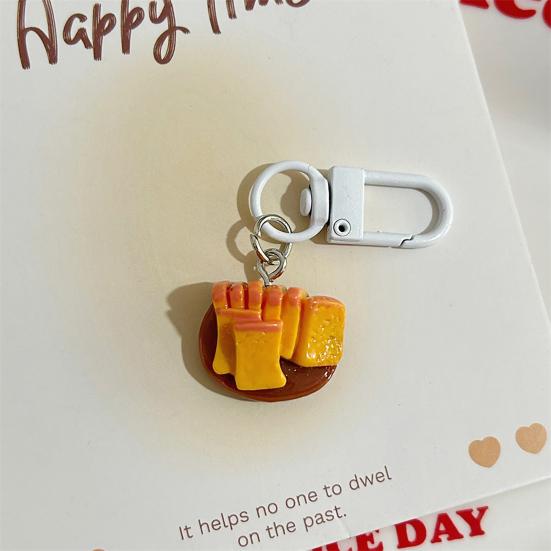 Keychain Pendant 1:1 Realistic Breakfast Food Shape Bag Charm Portable Resin Keyring with Metal Buckle