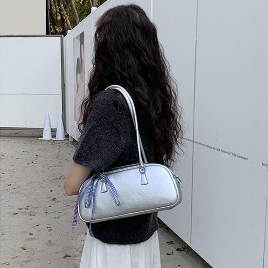 Women Single Shoulder Bag Faux Leather Waterproof Large Capacity Solid Color Casual Zipper Ladies Girls