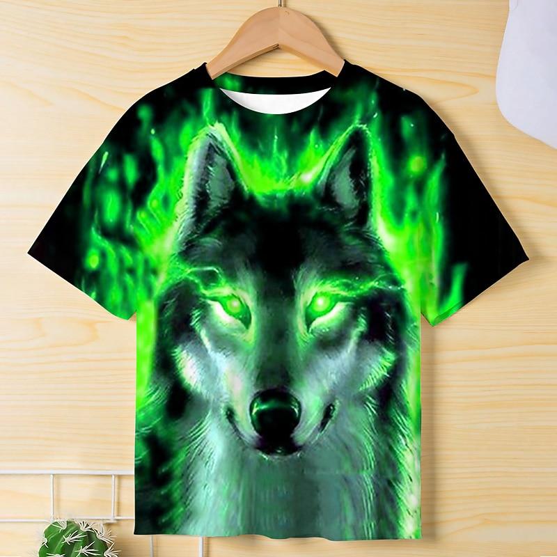 3D Pattern Animal Print Children's T-shirt Short Sleeved Summer Sports Fashion Street Casual Top