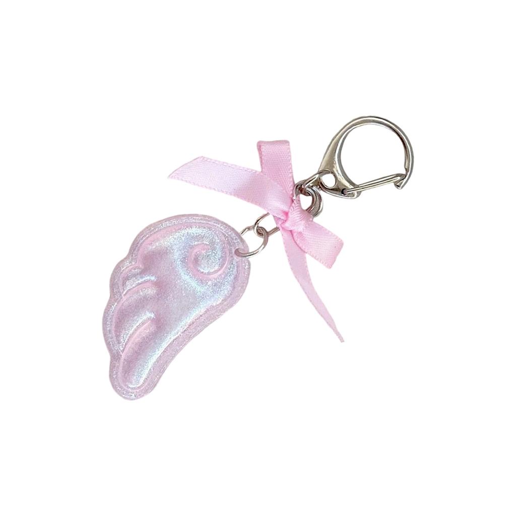 Cute Kawaii Japanese Style Keychain Bag Decoration with Angel Wing Bowknot Charm for Girls Fashion Accessory