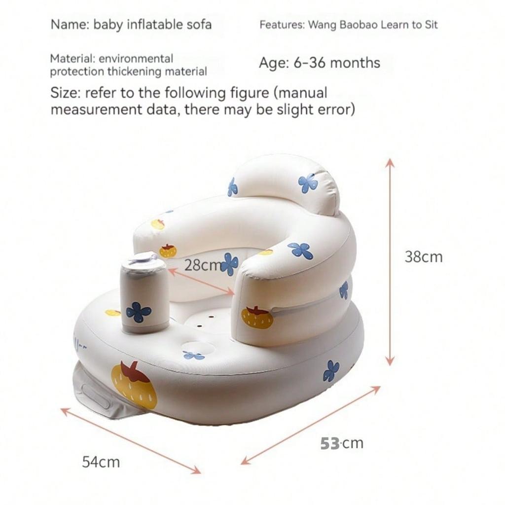 1pc Inflatable Baby Sofa Chair With Dining Table, Portable Folding Baby Learning Seat With Built-In Air Pump
