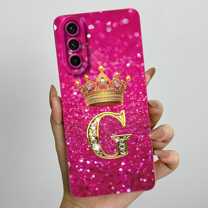 For Samsung Galaxy A37 A57 5G 2025 Crown Initial Letter Couple Phone Case SM-A376B SM-A5760 Soft Silicone Lens Protective Casing