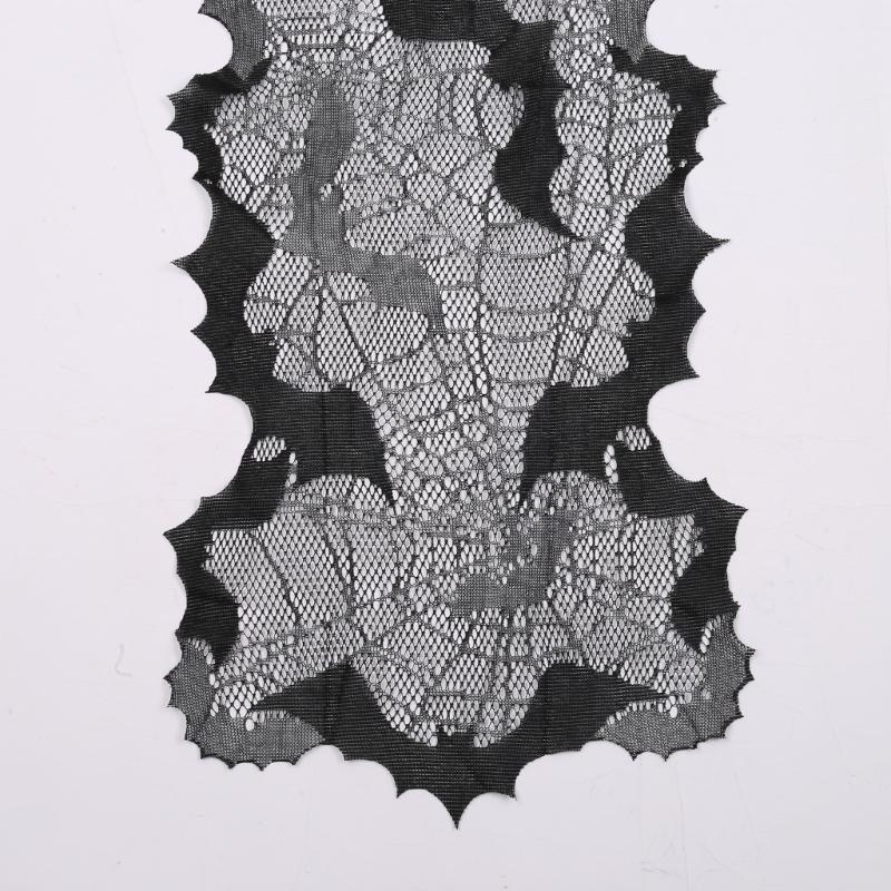 Spooky Halloween Decoration 11.8x70.9inch Black Table Runner, Water Resistant with Cobwebs and Bat Motifs for Festives Dinin