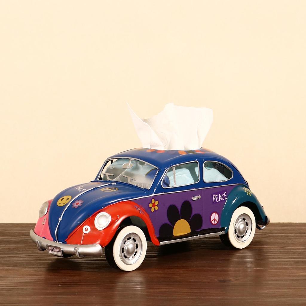 Retro Beetle Car Paper Towel Holder - Creative Iron Art Tissue Box Home Decoration Ornament