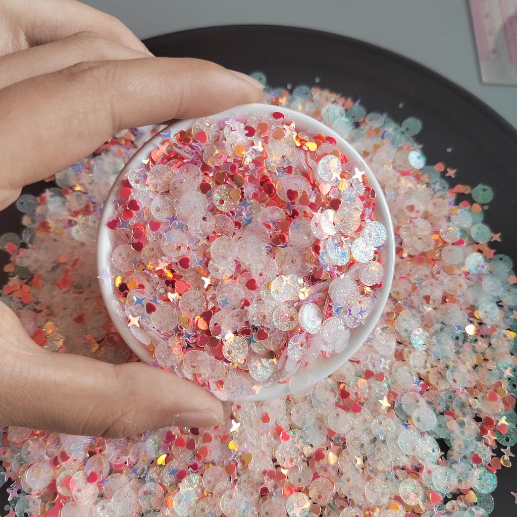 Sequin Glitter Mix Star Heart Dot Shaped Colorful Loose Sequins for Shaker Card NailArt Scrapbook Decoration Makeup Confetti