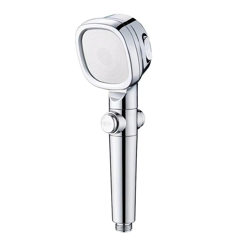 Square Adjustable High Pressure Shower Head Filter Water Saving Shower Head One Click Water Stop Bathroom Accessories