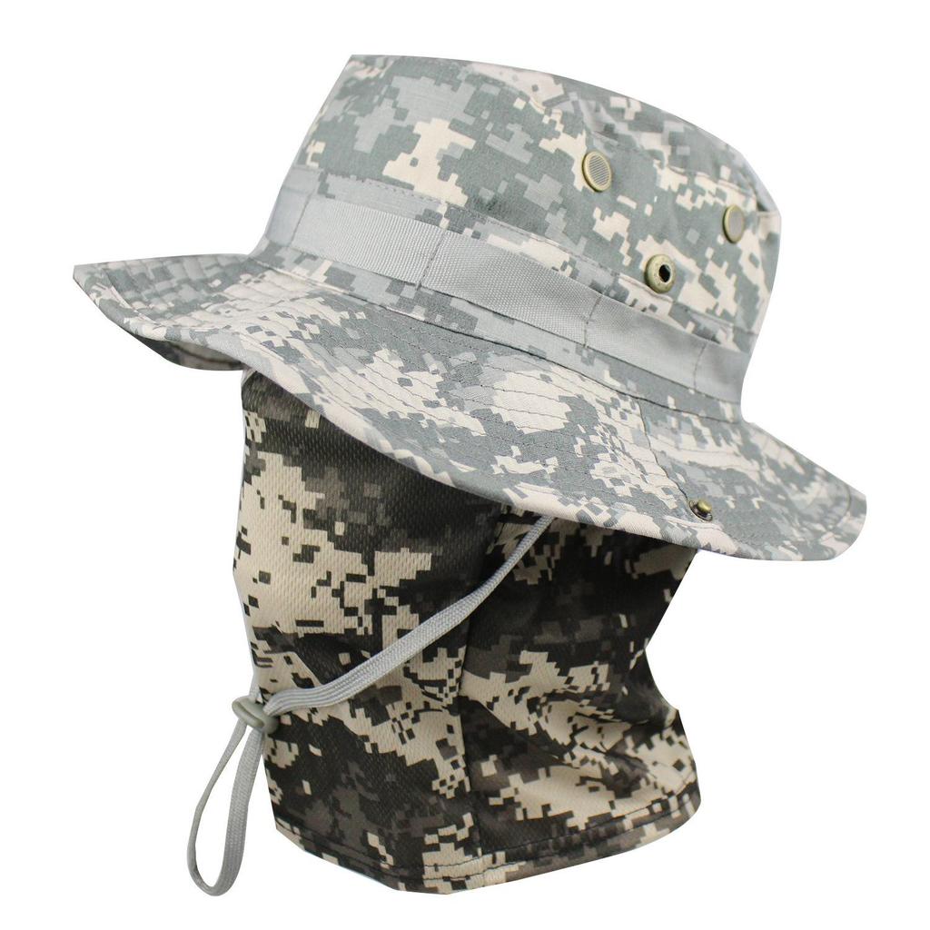Camouflage Rundkrempenhut & Sturmhauben-Set: Sonnenschutz für den Sommer-Bergsteigen