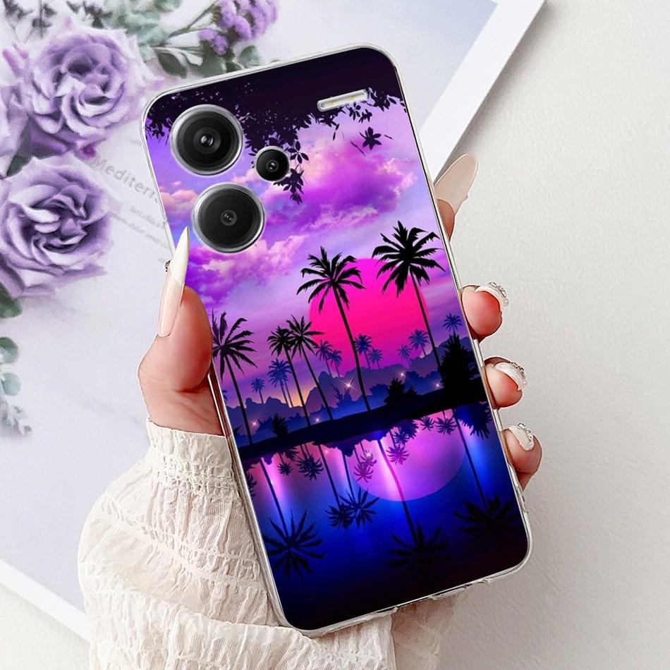 For Xiaomi Redmi Note 13 Pro Plus 5G Phone Case Redmi Note13 13 Pro 13 Pro+ 5G Elegant Floral Cat Soft Silicone Clear TPU Cases