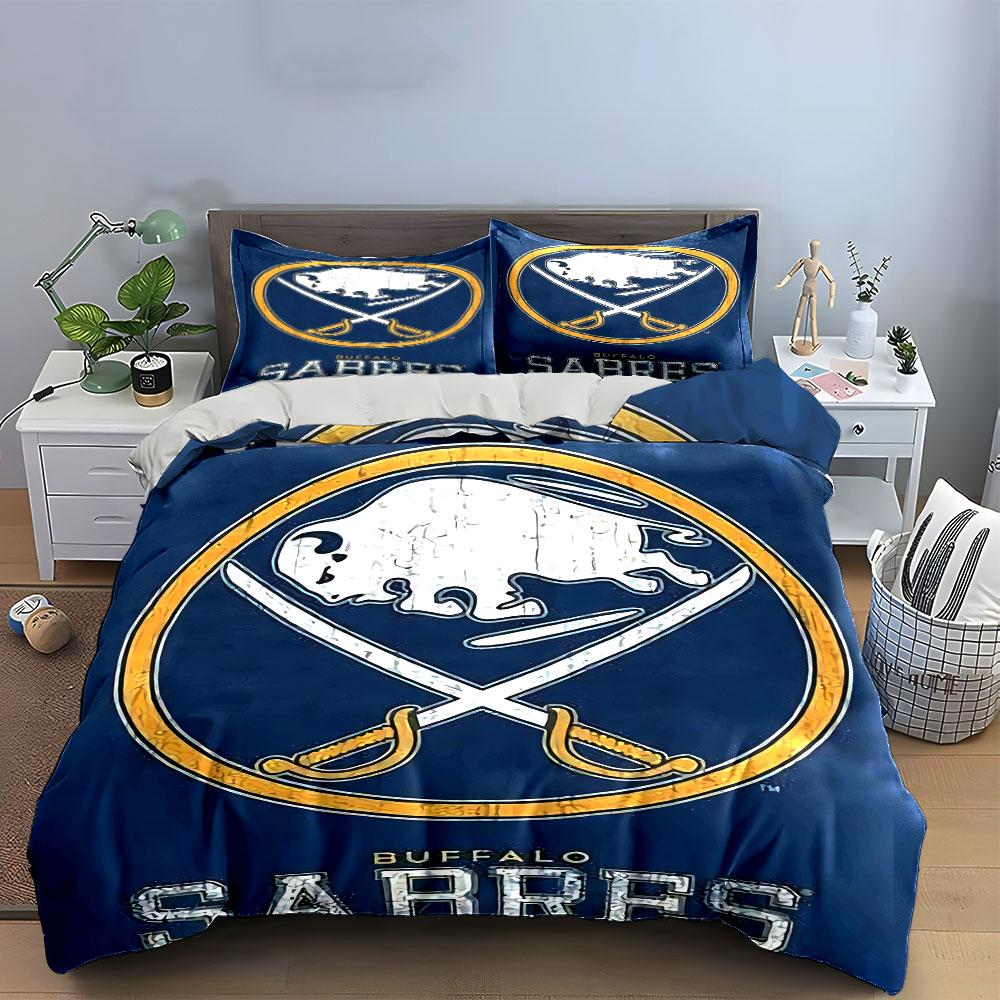 Blaues Buffalo Sabres Bettwäsche-Set Bettwäsche Bettbezug-Set Bettbezug Kissenbezüge (1 * Bettbezug 2 * Kissenbezüge, ohne Bettdecke)