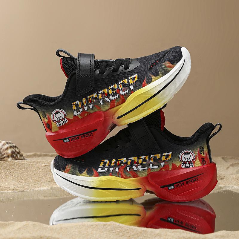 2025 spring and summer breathable mesh running shoes, primary and secondary school students sports shoes, Velcro raw and lightweight running shoes