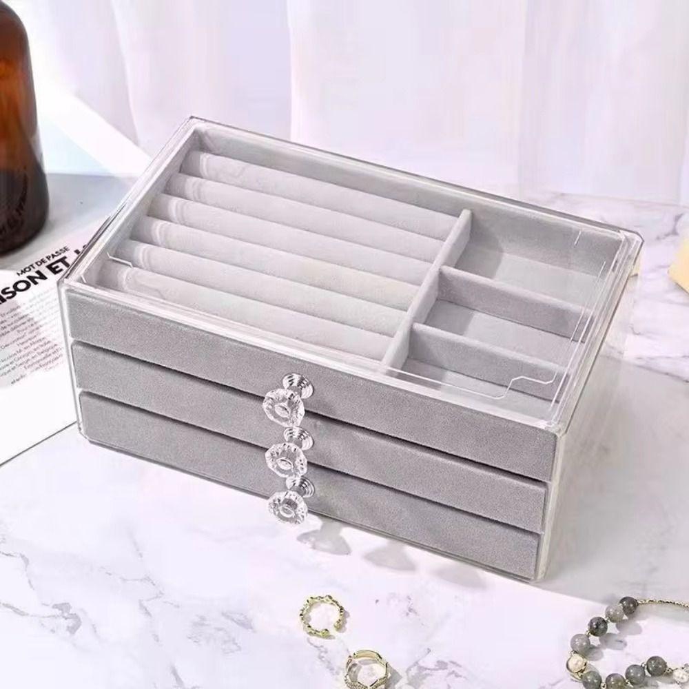 Transparent Drawer Storage Box 3-Layer Multi-layer Jewelry Box Home Storage