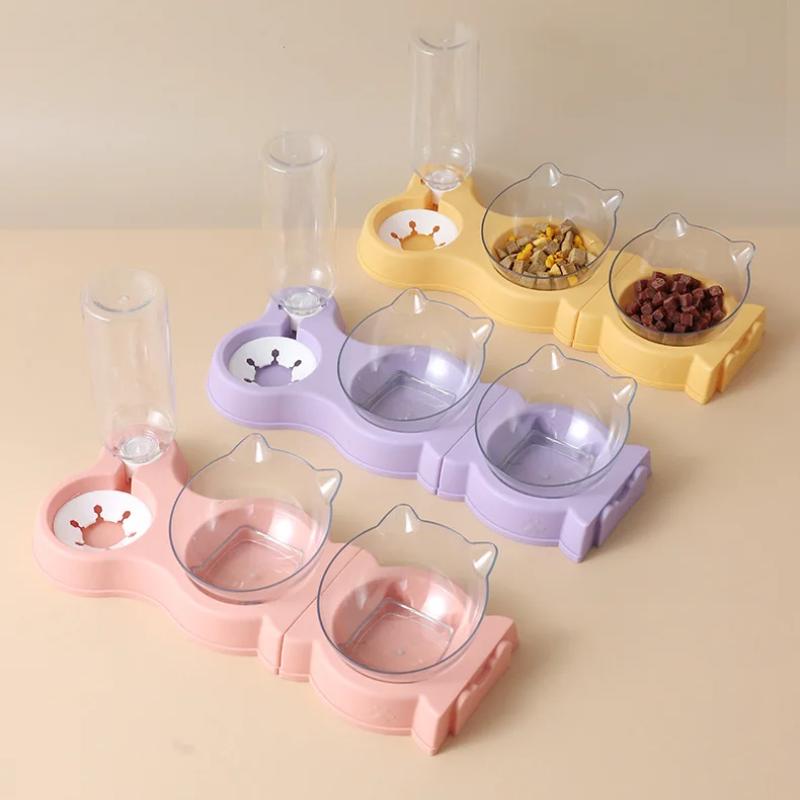 

Миска для корма для домашних животных, автоматическая кормушка, универсальная миска для корма для собак, кошек и питьевой фонтанчик, приподнятая стоячая миска для питья