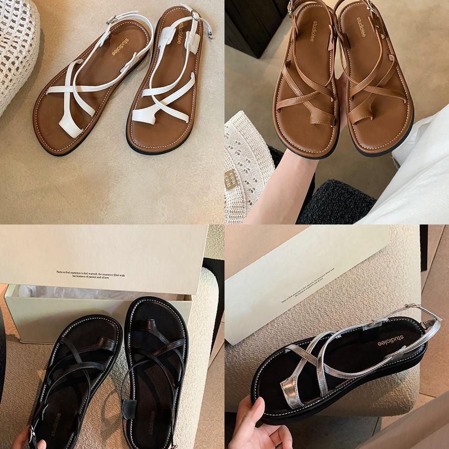 Luo Fansen 2025 Summer New Versatile Cross Buckle Cover Toe Soft Sole Niche Roman Style Vacation Platform Sandals Women