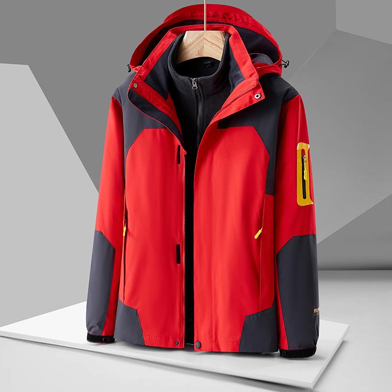 Outdoor Fishing Jacket Women's Three-in-one Fleece Liner Men's Two-piece Waterproof Jacket