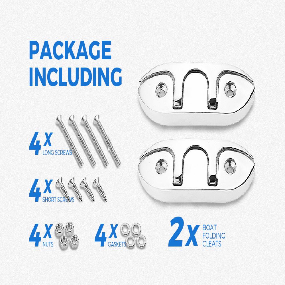 Stainless Steel Marine Folding Buckles, 2-Pack Flip-Up Dock Rope Buckles Marine Mooring Buckles with Mounting Screws for Boats, Kayaks, Deck Ropes