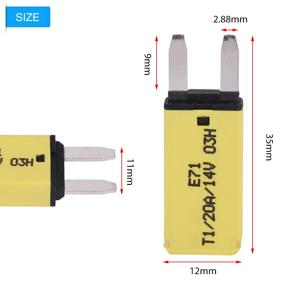 14V DC Automatic Reset Mini Circuit Breaker Blade Fuses for Car Truck Boat RV 20A Yellow