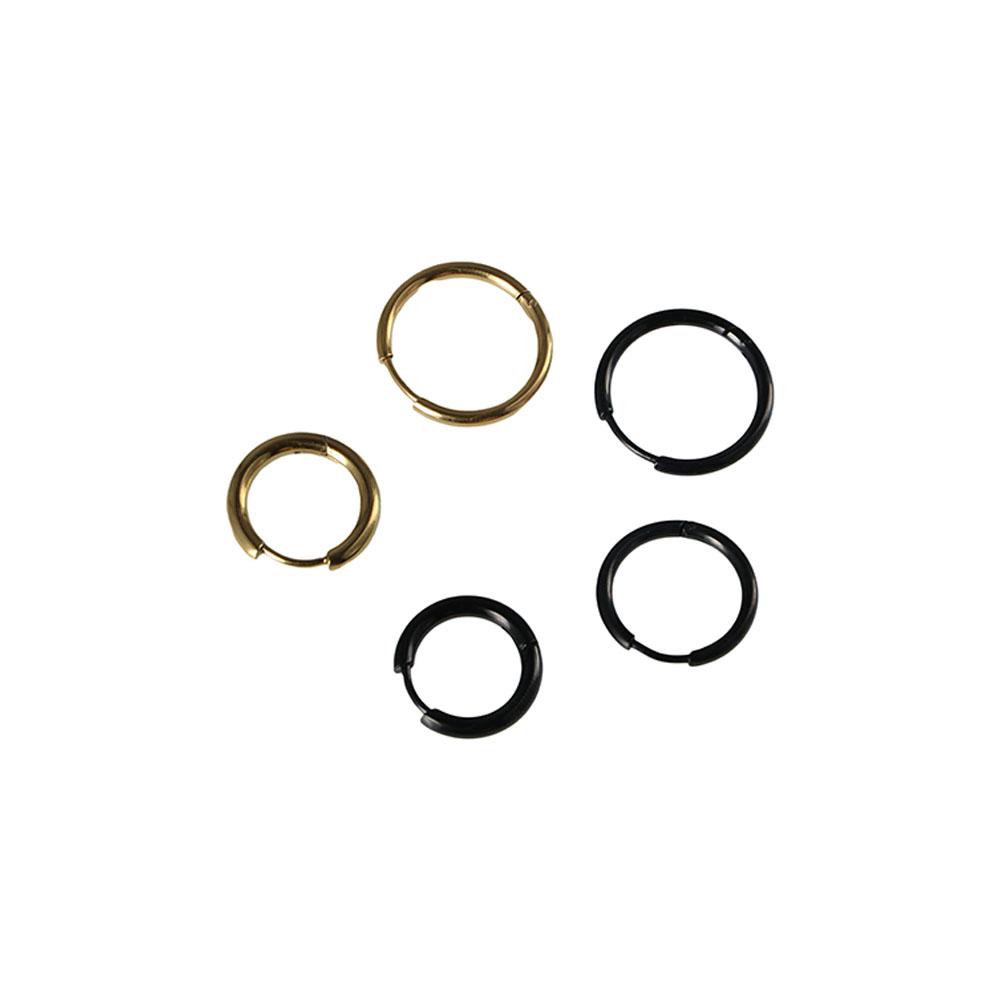 Silver/Black/Gold Color 1 Pair Unisex Titanium Steel Earrings Buckle Round Circle Hoop Earrings