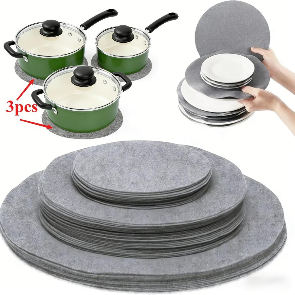 Non-Stick Pan Felt Divider Pad Set Thickened Felt Dish Absorbent Divider Pad