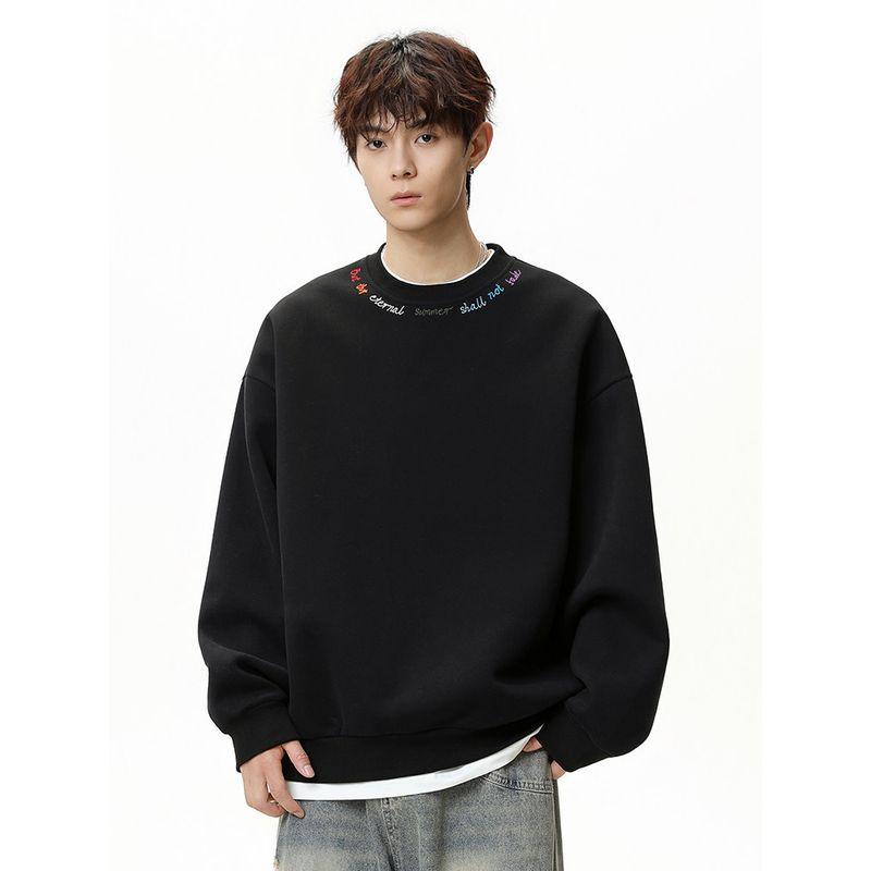 Trendy Brand Early Autumn Letter Print Loose Casual Crew Neck Long Sleeve Hoodless Heavyweight Sweatshirt for Men and Women in Spring and Autumn