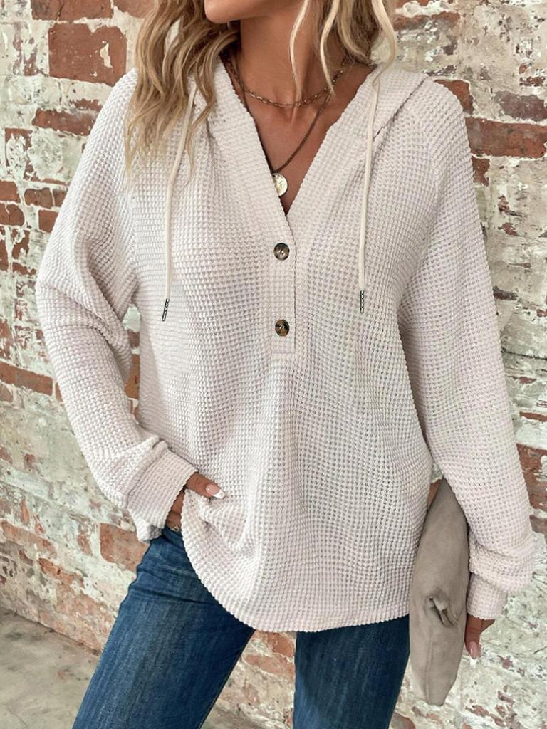 Oversized Hooded Sweatshirt with Button Front in Multiple Colors
